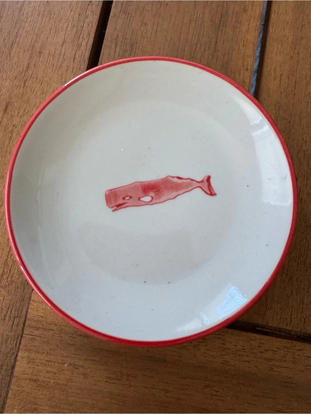 Red Rim Small Ceramic Whale Dish-could fit in your hand